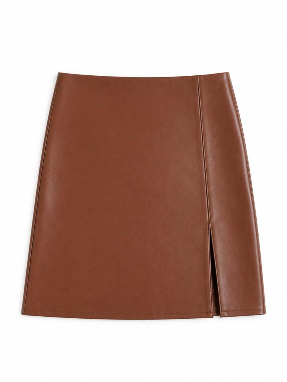 NWOT SHEIN Faux Leather Cognac Chestnut Brown Mini Skirt